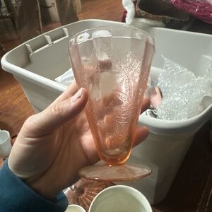 Jeanette pink cherry blossom scalloped footed tumbler